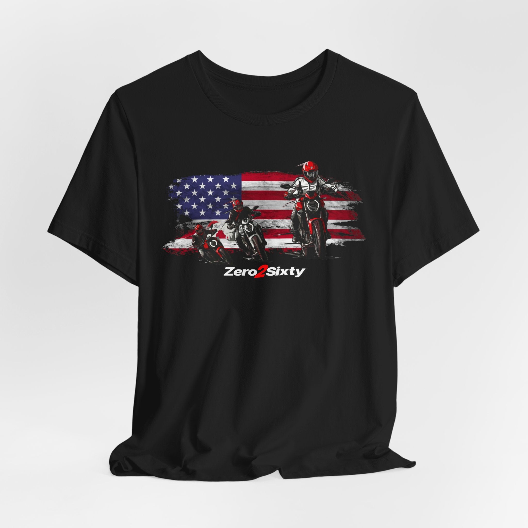 Zero2Sixty Monster USA Tee (Black) — Motorsport Inspired Speed Logo T-Shirt