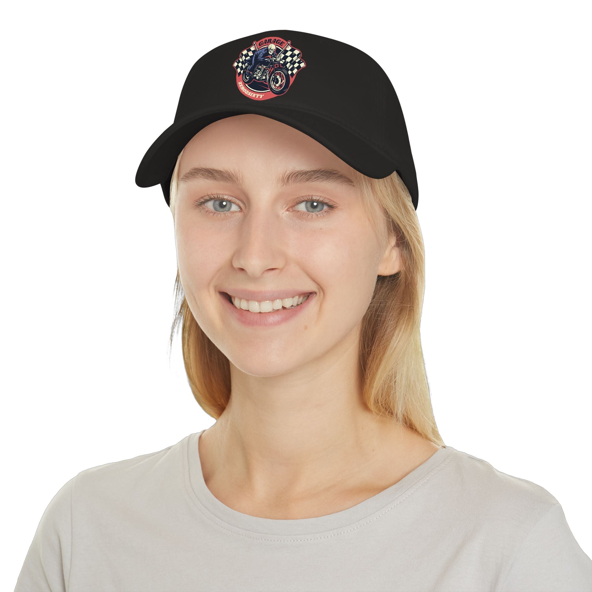 Zero2Sixty Garage (Black) Low Profile Baseball Cap Black— Speed-Inspired Logo Hat