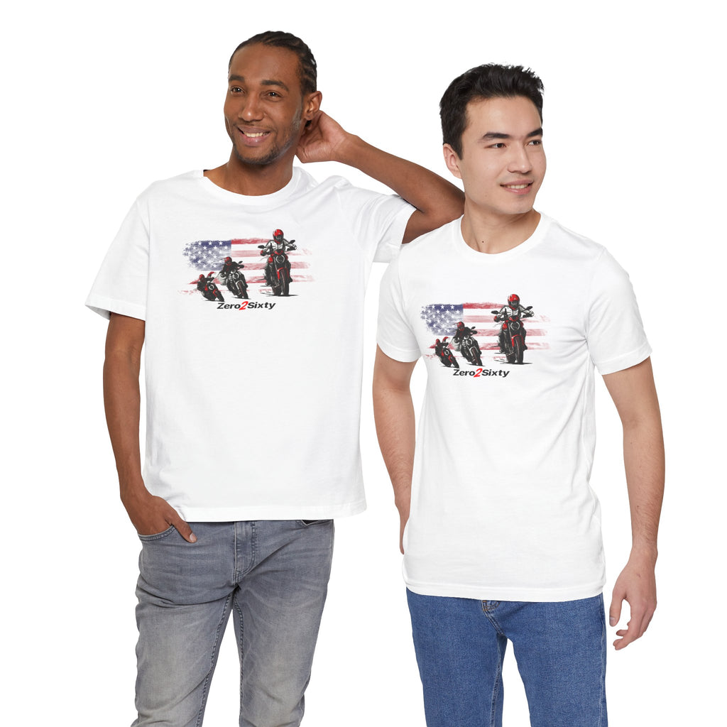 Zero2Sixty Monster USA Graphic Tee — Motorsport Inspired Speed Logo T-Shirt