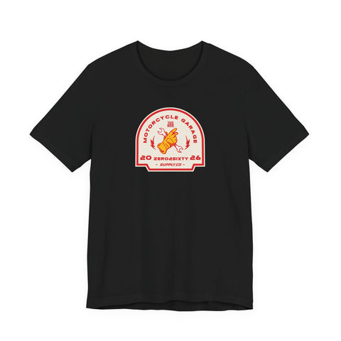 Zero2Sixty Garage Sign Tee (Black) — Motorsport Inspired Speed Logo T-Shirt