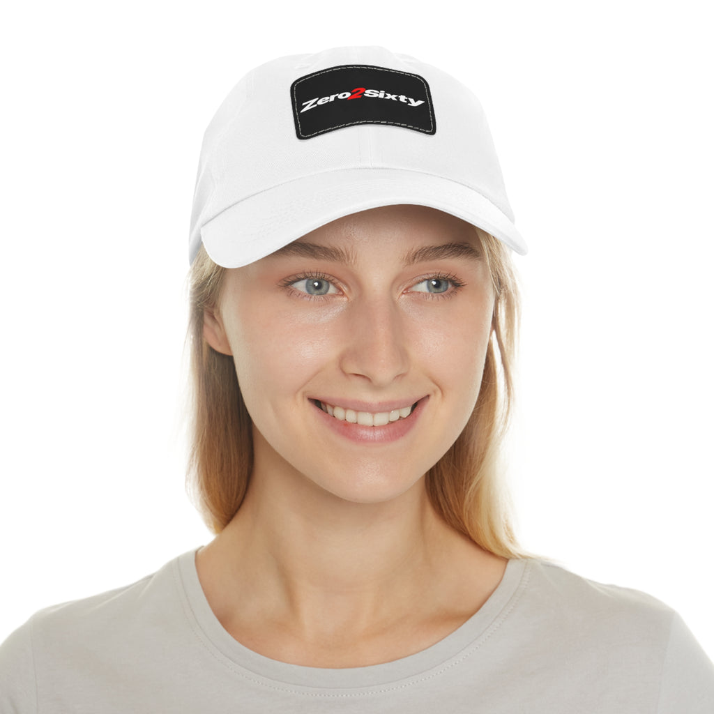Zero2Sixty Leather Patch Dad Hat — Classic Motorsport Logo Cap
