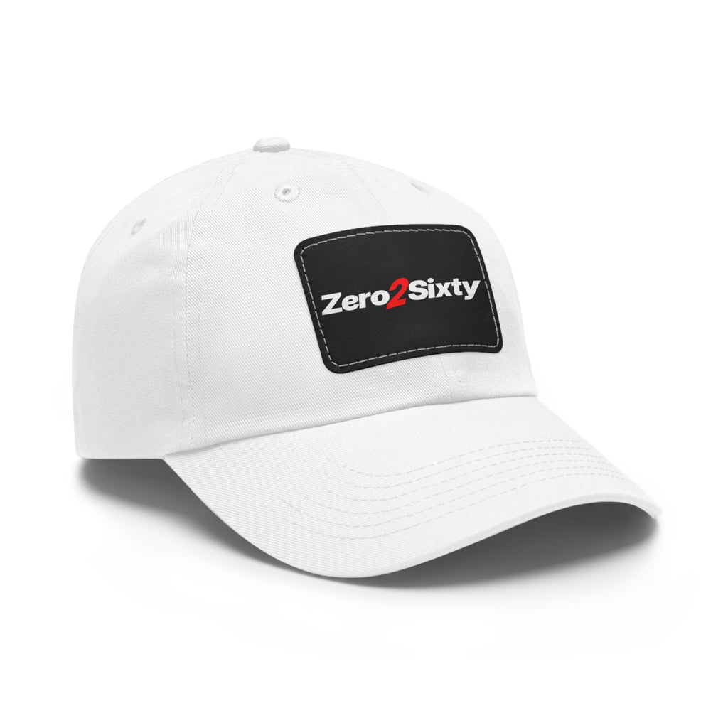 Zero2Sixty Leather Patch Dad Hat — Classic Motorsport Logo Cap