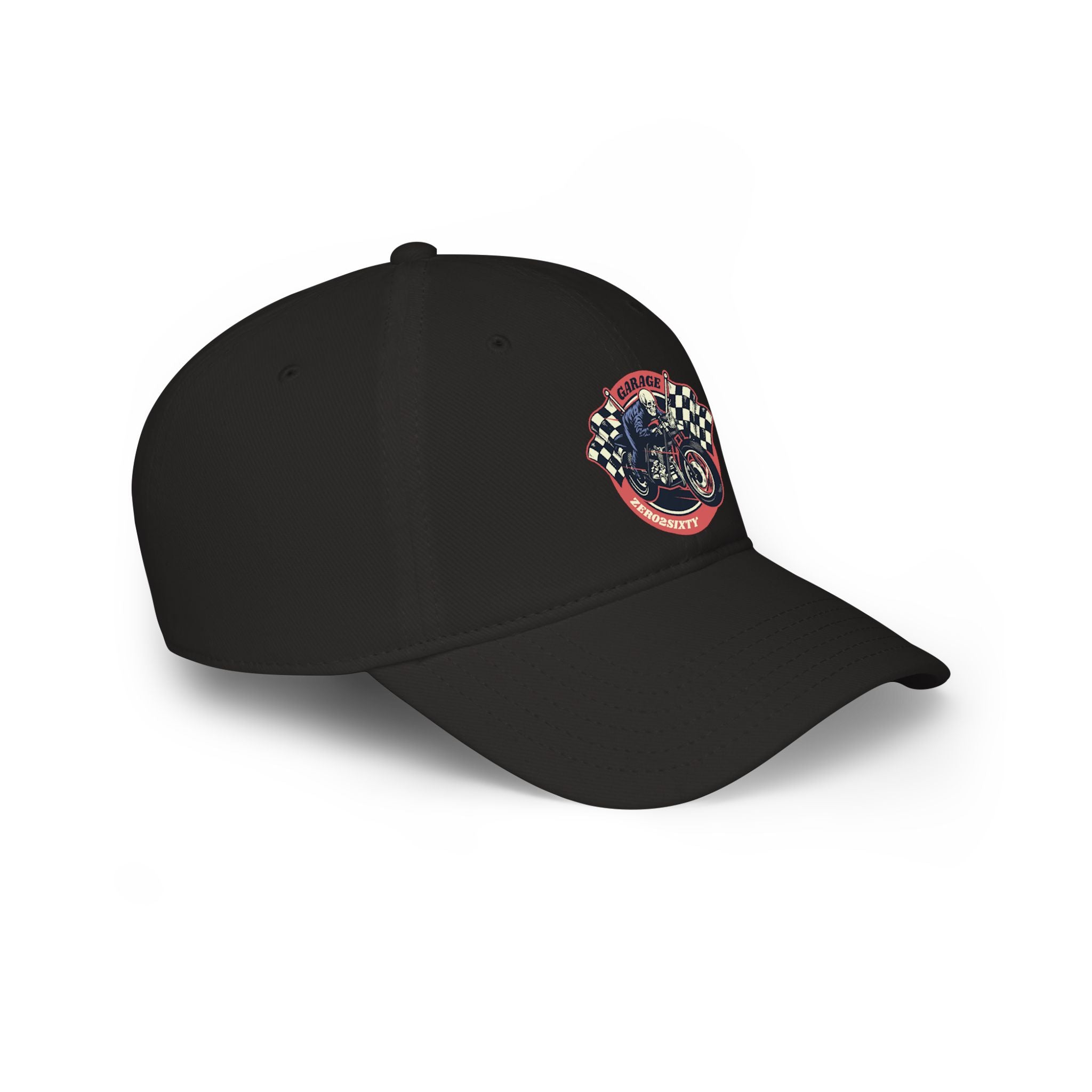 Zero2Sixty Garage (Black) Low Profile Baseball Cap Black— Speed-Inspired Logo Hat