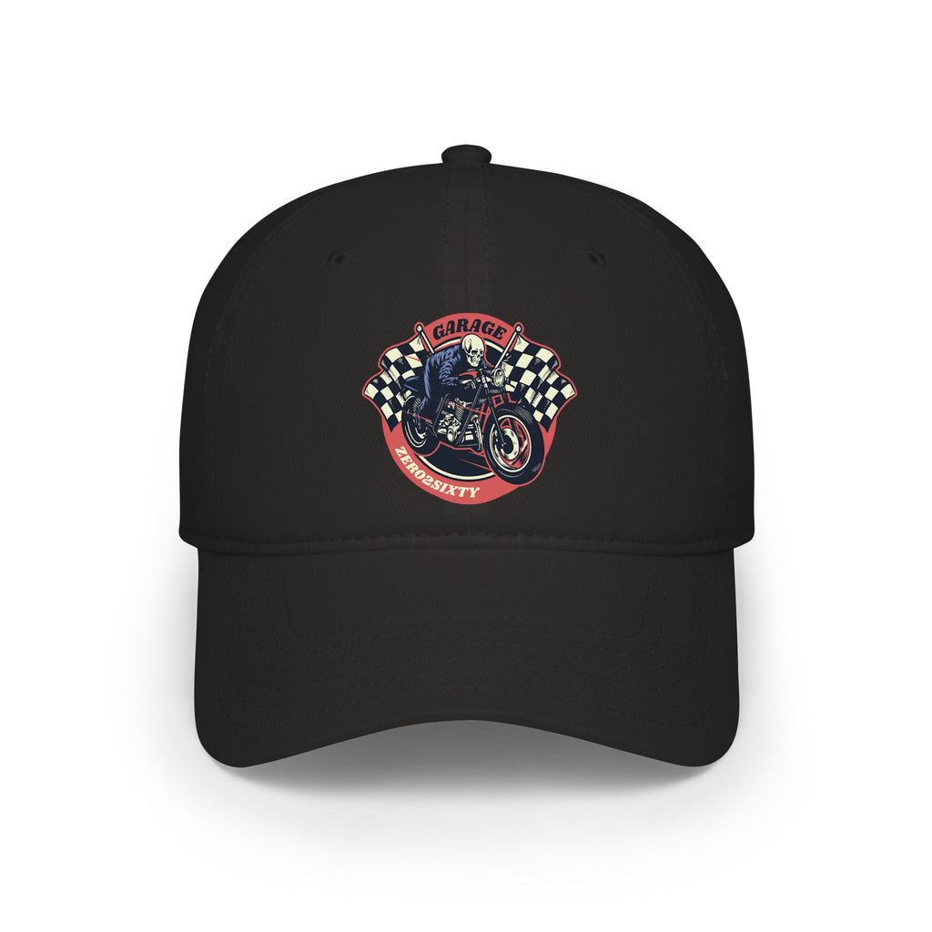 Zero2Sixty Garage (Black) Low Profile Baseball Cap Black— Speed-Inspired Logo Hat