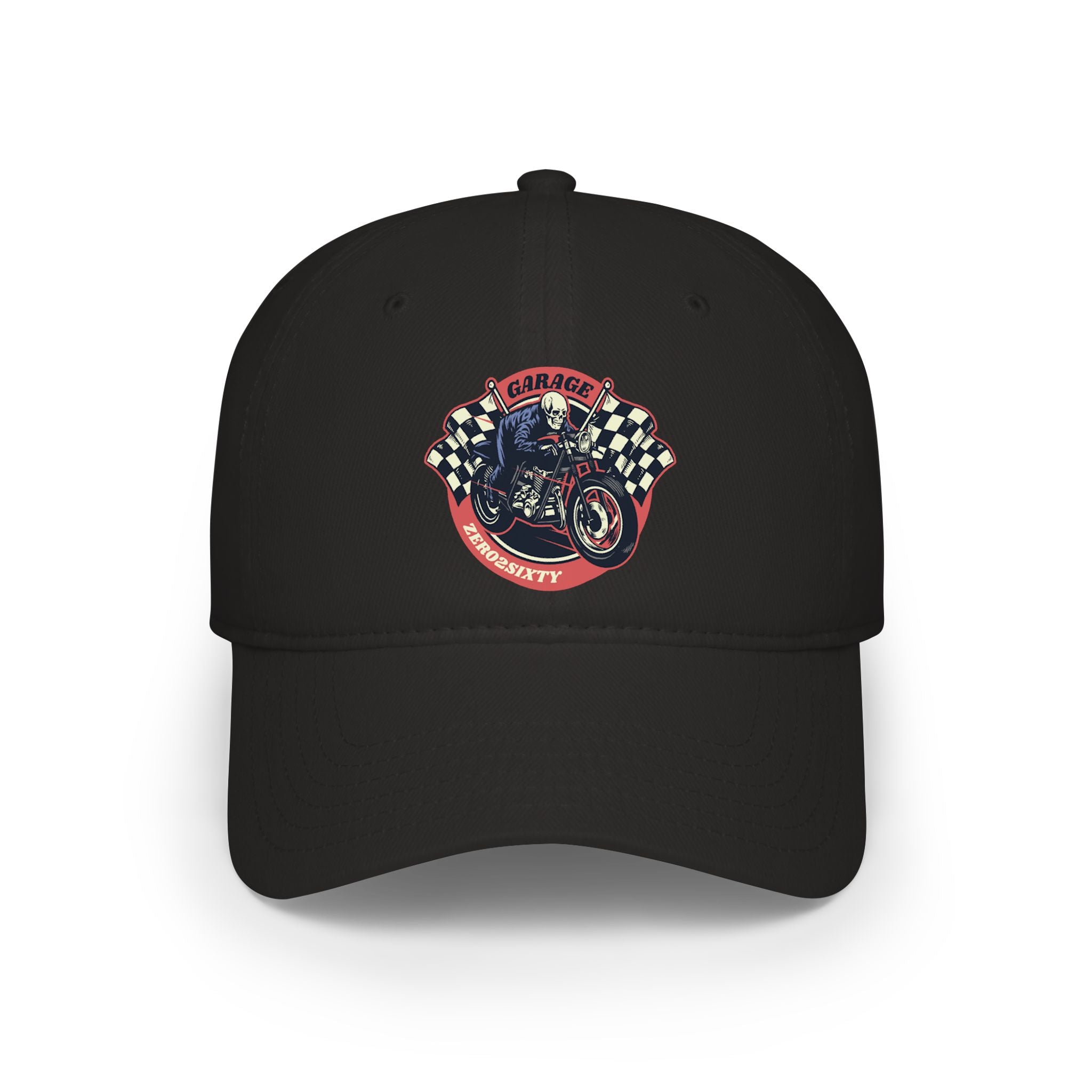 Zero2Sixty Garage (Black) Low Profile Baseball Cap Black— Speed-Inspired Logo Hat