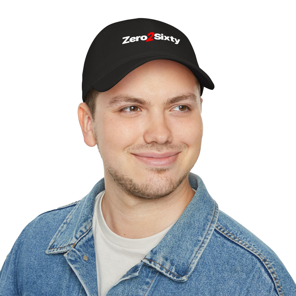 Zero2Sixty Low Profile Baseball Cap Black— Speed-Inspired Logo Hat