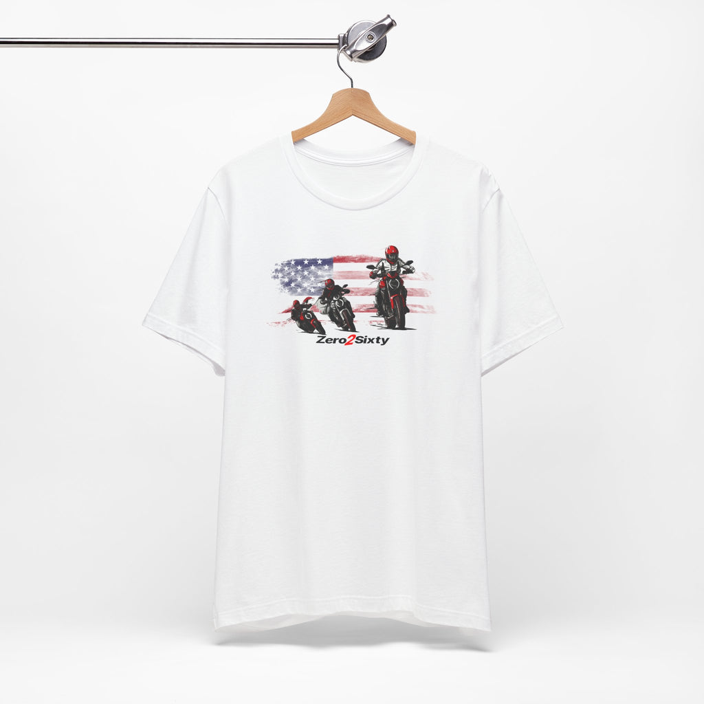 Zero2Sixty Monster USA Graphic Tee — Motorsport Inspired Speed Logo T-Shirt