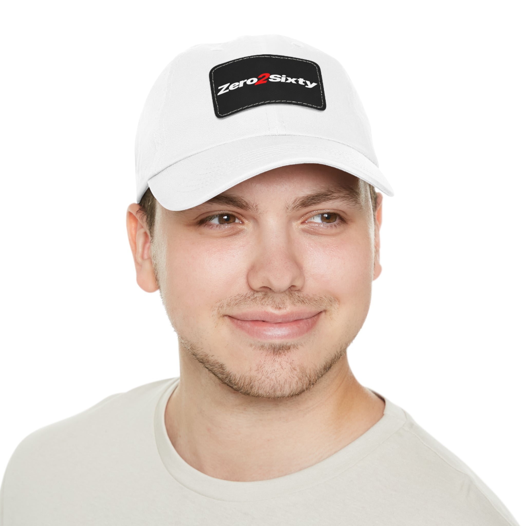 Zero2Sixty Leather Patch Dad Hat — Classic Motorsport Logo Cap