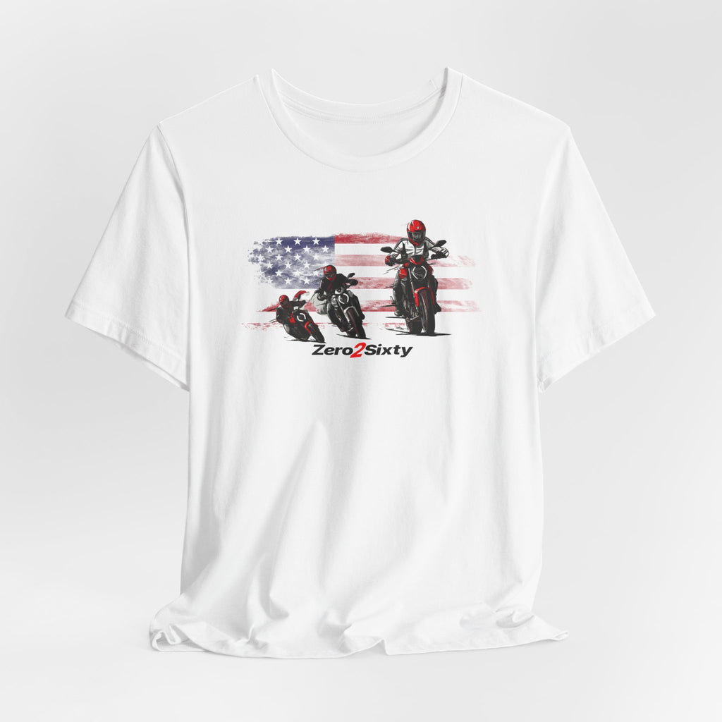 Zero2Sixty Monster USA Graphic Tee — Motorsport Inspired Speed Logo T-Shirt