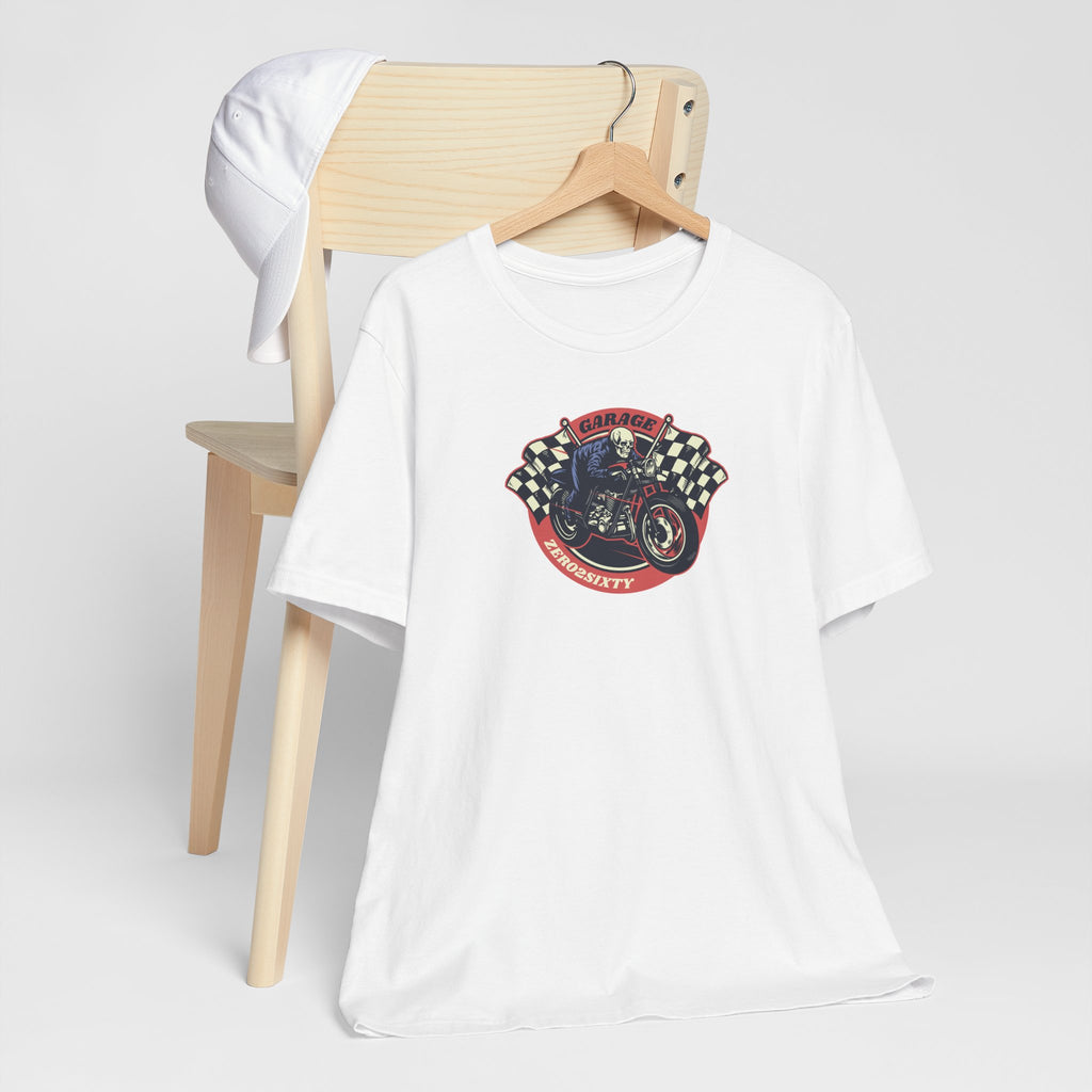 Zero2Sixty Round Garage Sign Tee — Motorsport Inspired Speed Logo T-Shirt
