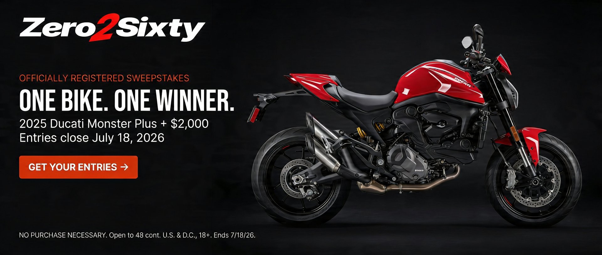 20X entries this weekend — Win the Ducati Monster + $2,000 cash